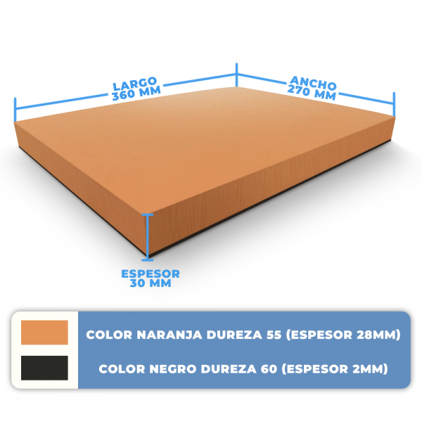 Orange/Black Dual Density EVA Compression Block Sample - 3